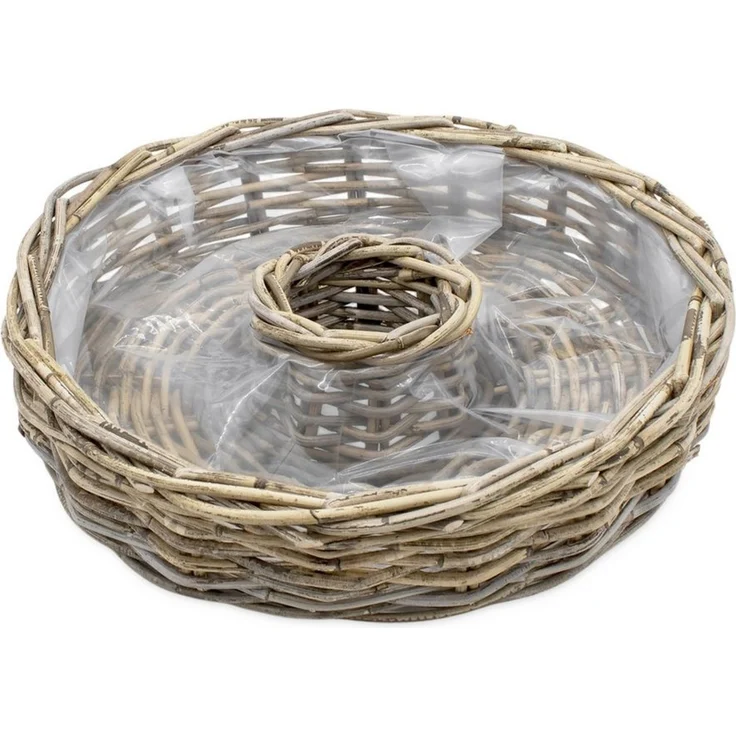 Spetebo Pflanzschale Rattan Blumenschale natur mit Folie - 40 cm (Anzahl, 1 St, Stück), zum direkten Bepflanzen geeignet – Bild 1