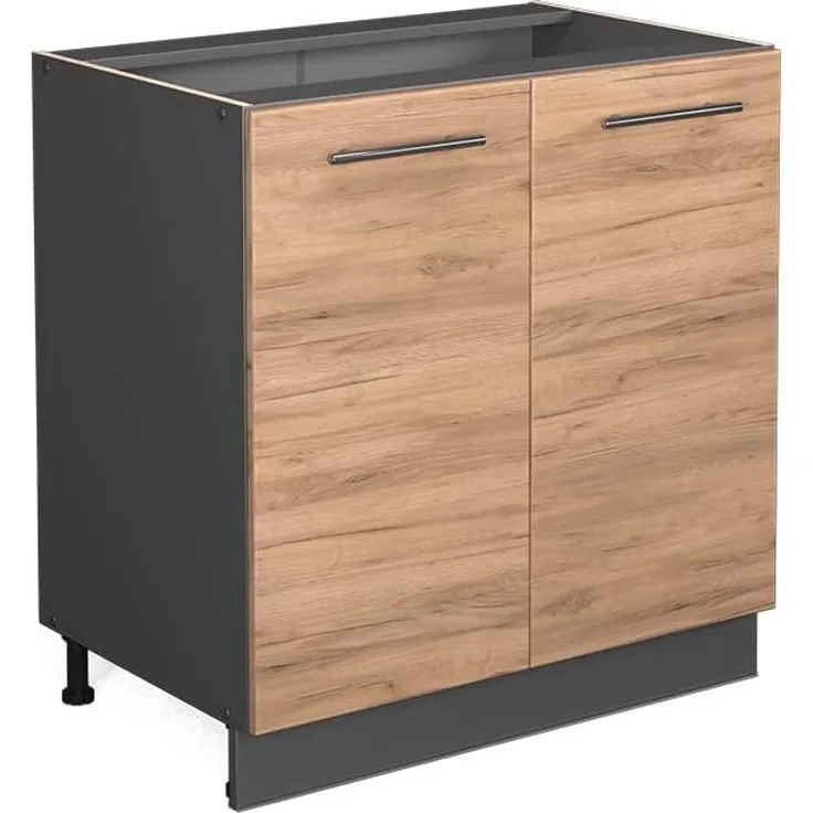 Spülenunterschrank Fame-Line Goldkraft Eiche 80 cm mit Regal, ohne Arbeitsplatte Vicco