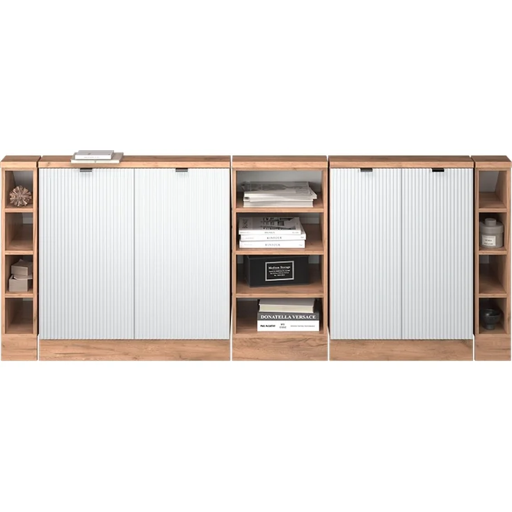 Küchenschrank für Dachschrägen R-Line Weiß Riffel 210 cm 5er Set Vicco – Bild 5