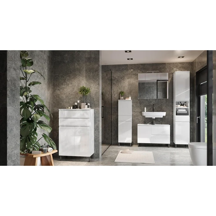 GERMANIA Hochschrank Scantic Breite 34 cm, Badezimmerschrank, 2 Türen, 1 Schubkasten, 2 Fächer – Bild 2