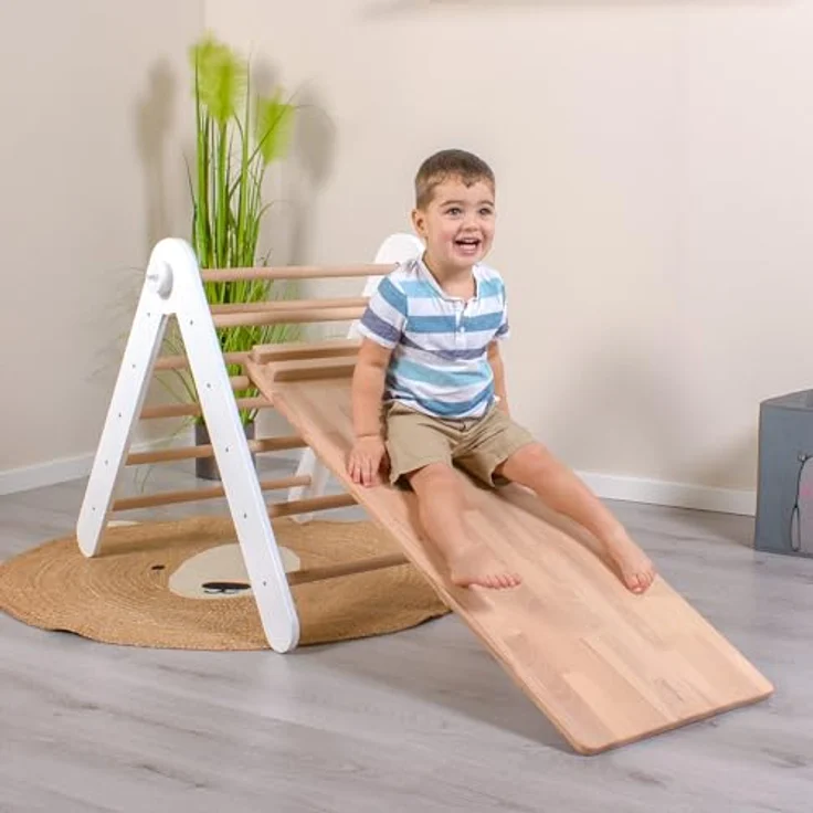 babybay Kletterleiter und Rutsche Littlefoot 2-in-1 für Lernturm und Kletterdreieck, beige lackiert – Bild 7