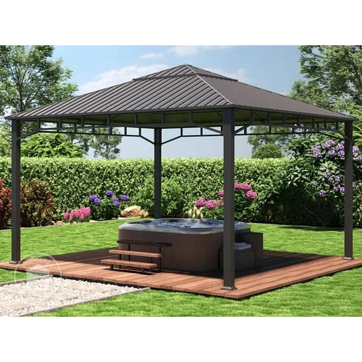 Gartenpavillon 4x4 m Stahldach Hardtop ohne Seitenteile, Pfosten 9x9 cm – Bild 2