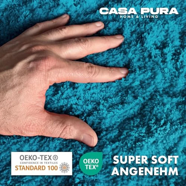 casa pura Badematte Sky Soft, türkis, rutschfest, waschbar, 50x80 cm, Mikrofaser, hochwertiger Shaggy Badezimmerteppich – Bild 2