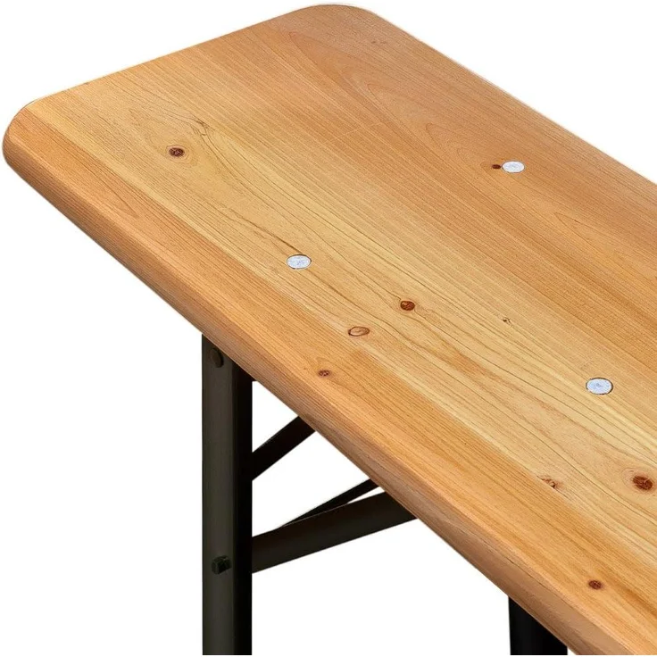 Casaria Bierzeltgarnitur, 3-tlg, Klappbar, Holz natur / Stahl grün, 75 x 46 x 170 cm – Bild 7