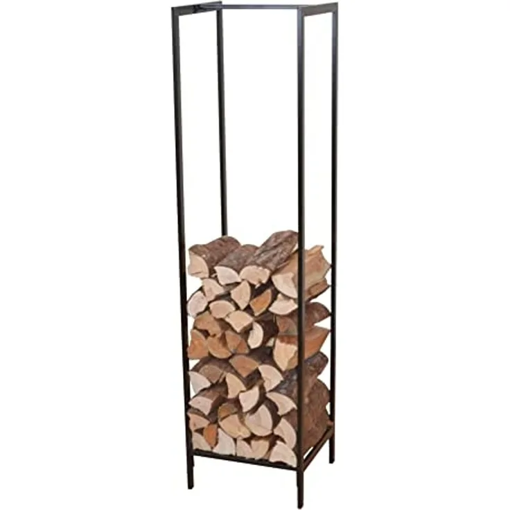 Kaminholzregal Taarbæk 140x35x35cm Schwarz [en. casa]