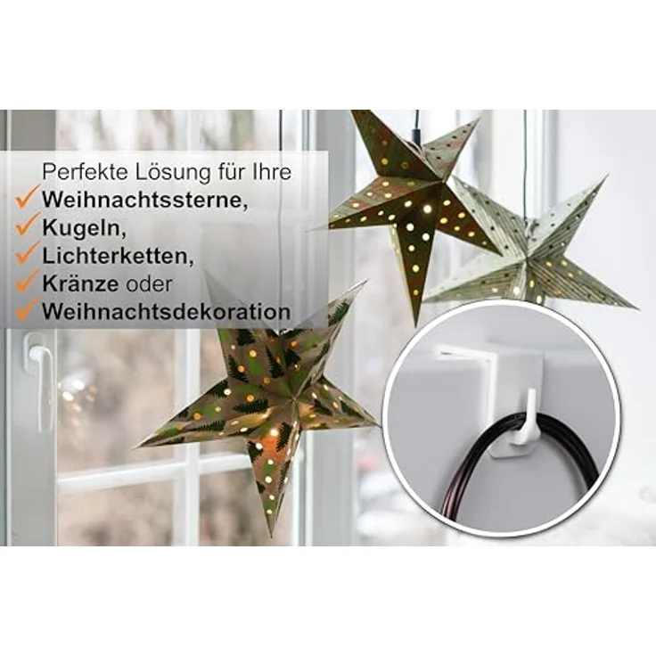 dekondo Fensterhaken Dekohaken Dekoklipp Fensterklipp Gardinenhaken Türhaken, für Gardinenstangen/Vitragestangen oder Fensterdekorationen, (20-St), Klemmbereich 15-25 mm (wählen Sie die richtige Größe für Ihr Fenster) – Bild 3