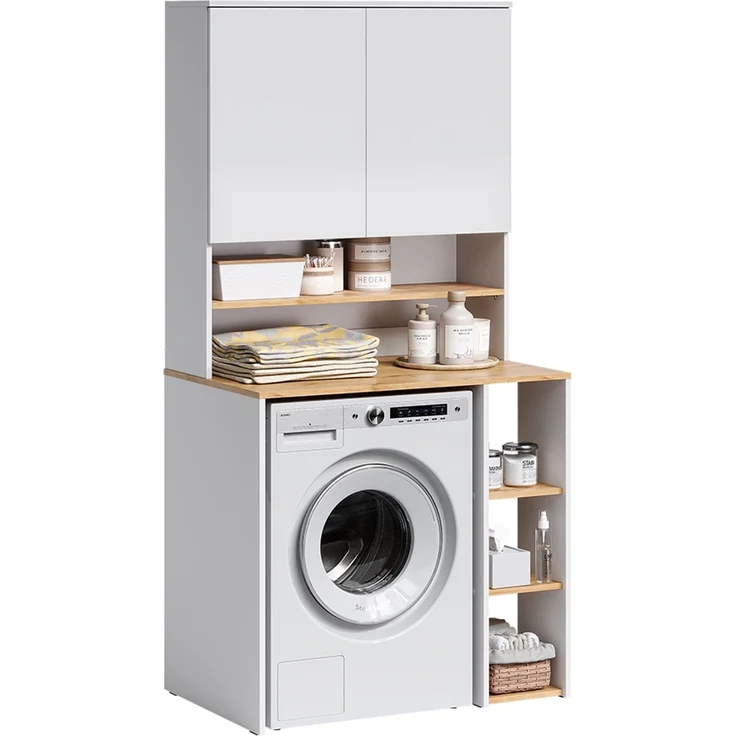 Waschmaschinenschrank Viktor Weiß/Artisan-Eiche 93.6 x 88.2 cm 2 Teile mit Regal Vicco – Bild 5