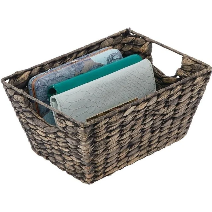 mDesign Aufbewahrungskorb Flechtkorb Wasserhyazinthe 4er Set Schwarz – Bild 8
