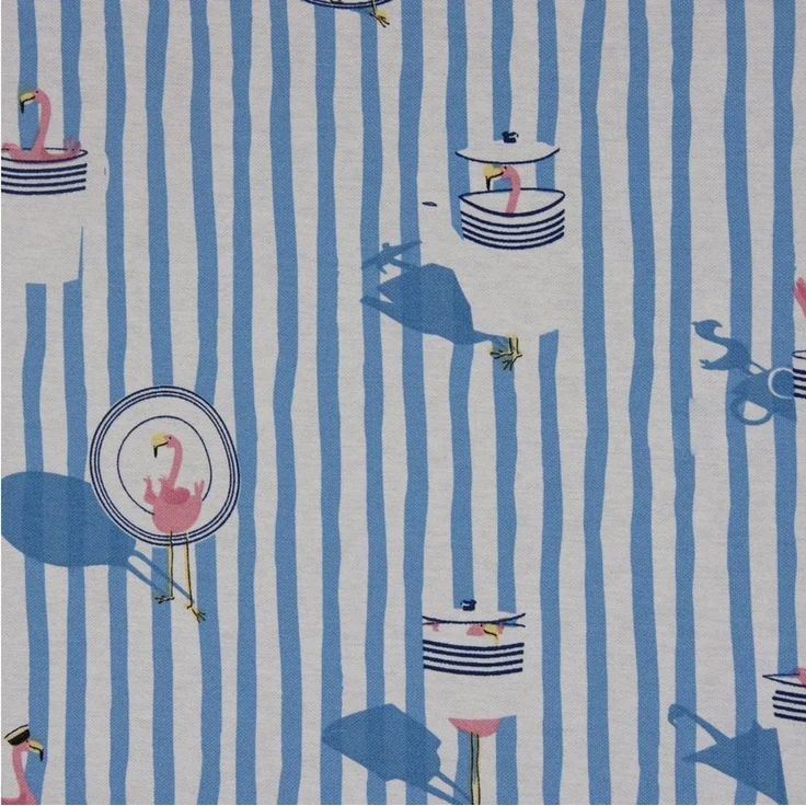 SCHÖNER LEBEN. Tischläufer SCHÖNER LEBEN. Tischläufer Canvas Flamingo Streifen maritim hellblau, handmade – Bild 3