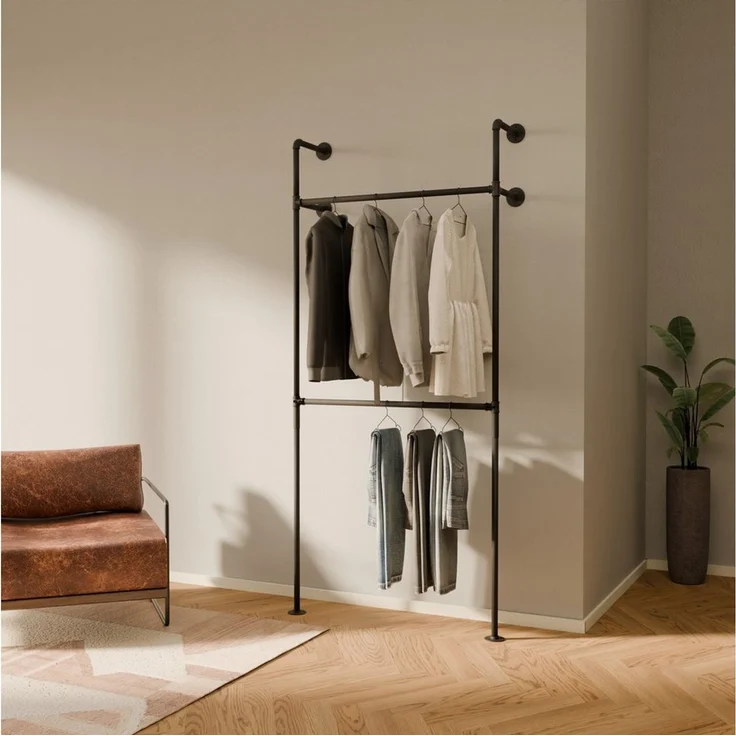 pamo. design Kleiderständer KIM DOUBLE, Offener Kleiderschrank aus Wasserrohren – Bild 1