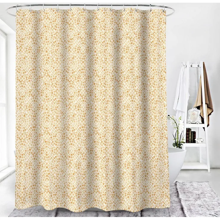 Euroshowers GmbH Duschvorhang Ringmuster Gelb und Orange 180 × 200 cm Polyester mit 12 Ringen Breite 180 cm