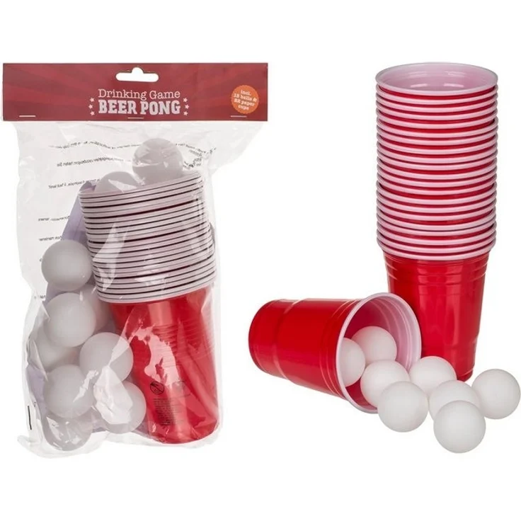 mucHome Becher Beer Pong Becher Set 15 Bälle und 22 Trinkbecher, 37-tlg. – Bild 4