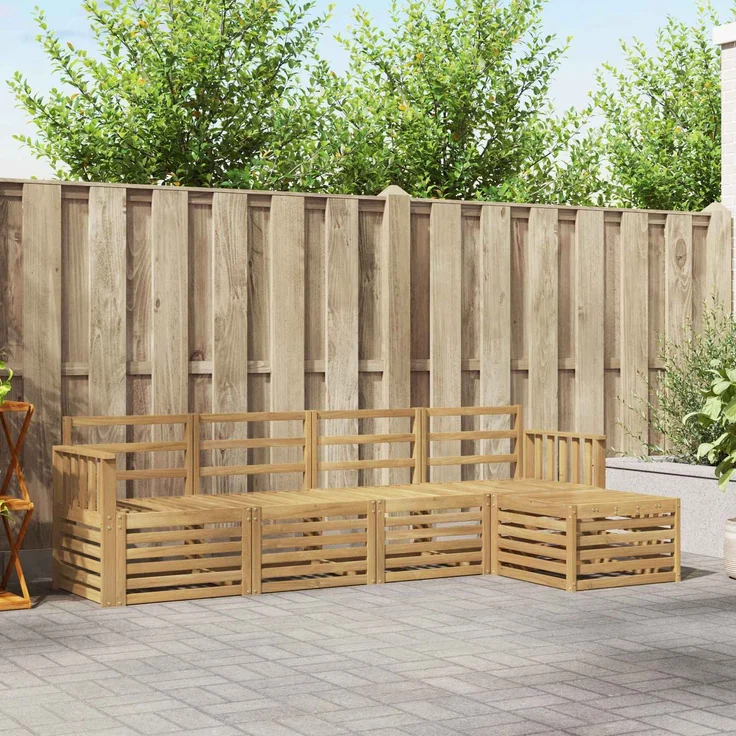 vidaXL Outdoor-Sofagarnitur 5 stk. 5-Sitzer Weiß Massivholz Akazie 3391664 – Bild 1