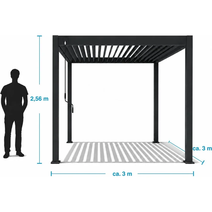 Weide Classic | Pergola Aluminium freistehend | 3 x 3 M | Lamellendach anthrazit – Bild 8