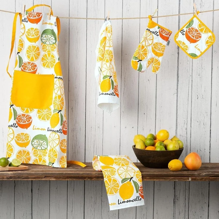 Kracht Küchen Textilien Limoncello|Frottier Küchentuch bedruckt 50x50 cm bunt 3er Pack – Bild 3