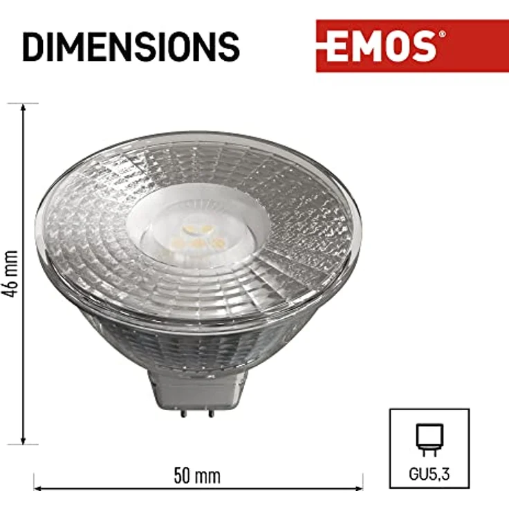 EMOS LED Lampe Spot ZQ8433, 4,5W MR16 GU5.3, Ersatz für 28W Halogen, 380lm, Warmweiß 3000K, 30000 Stunden Lebensdauer, CRI 80, 100° Abstrahlwinkel – Bild 5