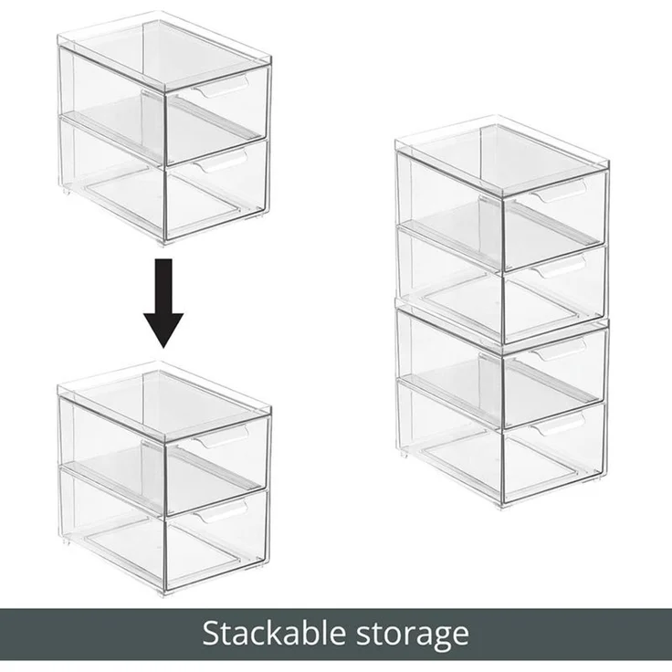 mDesign Aufbewahrungsbox Organizer Schublade Stapelbox Kunststoff Transparent – Bild 4