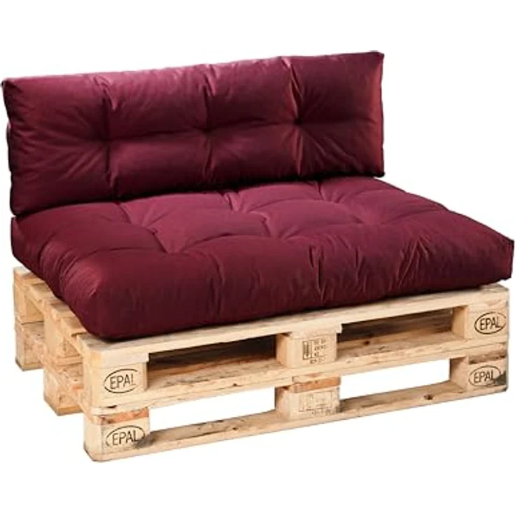 Traumnacht Outdoor Palettenauflage mit Schaumstoffstäbchen gefüllt, Palettenkissen, Palettenpolster Palettenmöbel Palettensofa Seitenteil, rot – Bild 4