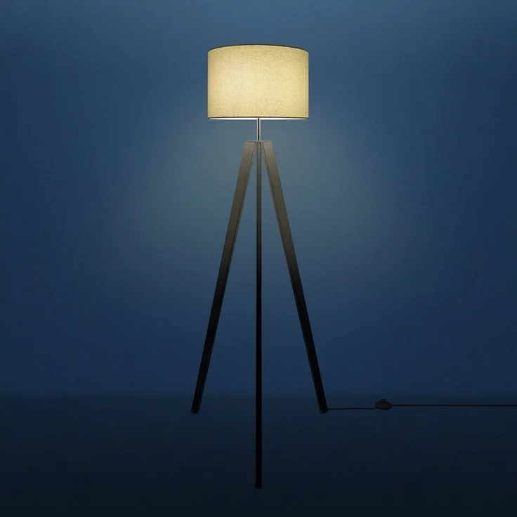 Paco Home Stehlampe Canvas uni Color, ohne Leuchtmittel, Stehlampe Vintage Fuß LED Lampe Wohnzimmer Skandinavischer Stil E27 – Bild 2
