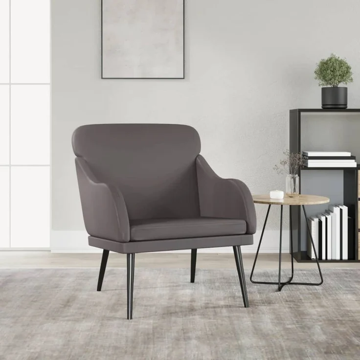 Sessel wohnzimmer, Relaxsessel Grau 63x76x80 cm Kunstleder – Bild 1