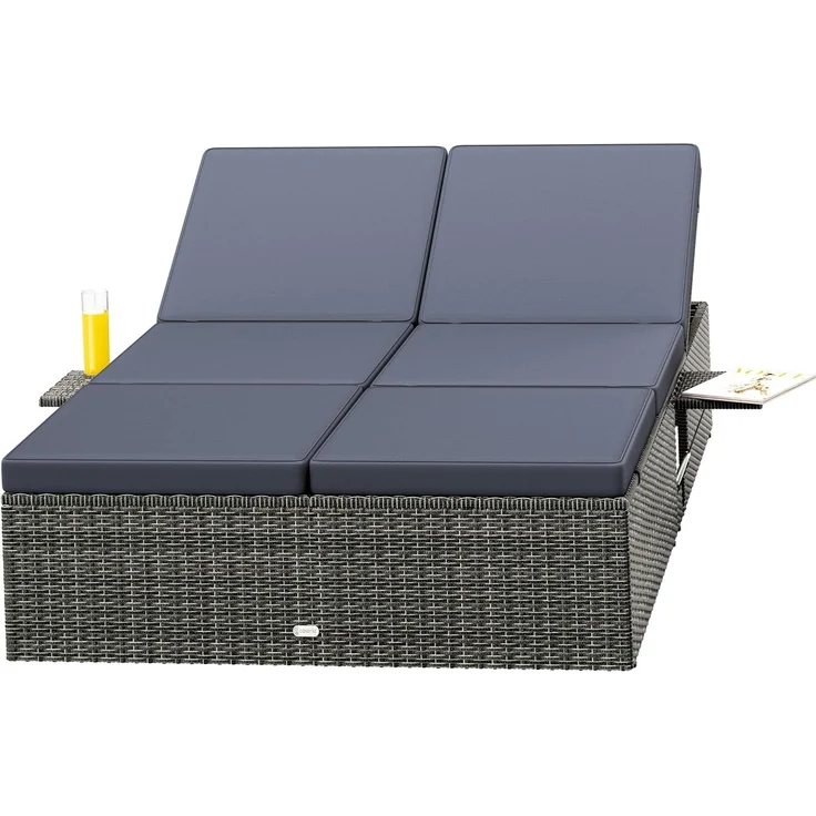 CASARIA® Sonnenliege 2 Personen Klapptisch Grau Anthrazit – Bild 10