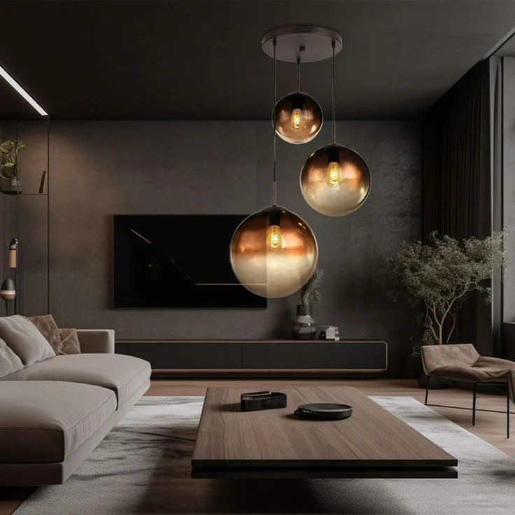 LED Hängeleuchte, amber, 3 Kugeln mit DM 20 - 25 - 30 cm VARUS – Bild 9