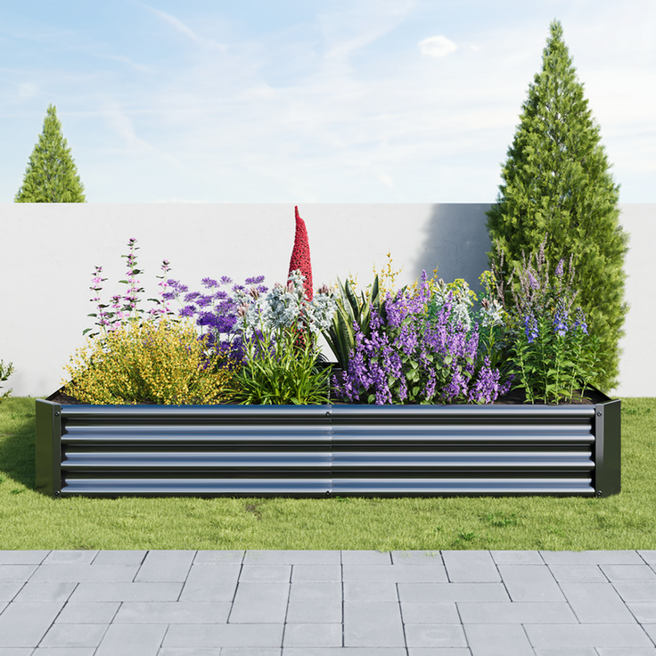 Homerecommend Hochbeet 180x90x30 cm, Gartenbett und Pflanzenkasten aus verzinktem Stahl, für Gemüse und Kräuter, Schwarz – Bild 2