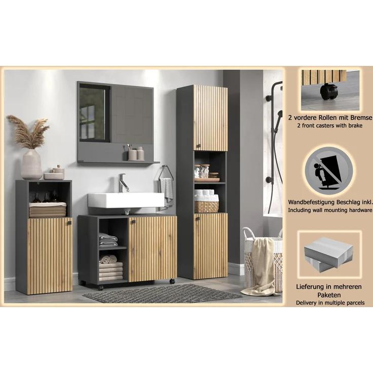 Badmöbel Set Bliss in Evoke Eiche und grau 180 cm – Bild 9