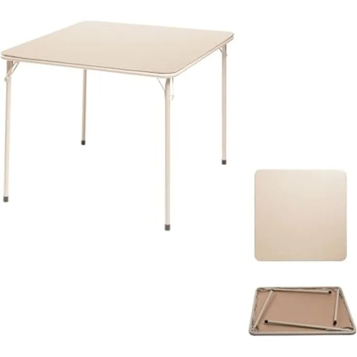 FurnitureR Klapptisch 86×86×71 cm, Stabiler Konferenztisch mit PVC-Oberfläche und Metallrahmen, Faltbarer Arbeitstisch für Büro, Seminar, Besprechung & Schulung, platzsparend verstaubar, Beige
