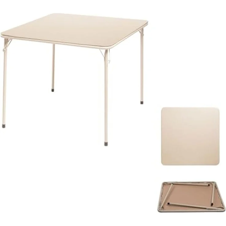 FurnitureR Klapptisch 86×86×71 cm, Stabiler Konferenztisch mit PVC-Oberfläche und Metallrahmen, Faltbarer Arbeitstisch für Büro, Seminar, Besprechung & Schulung, platzsparend verstaubar, Beige – Bild 1