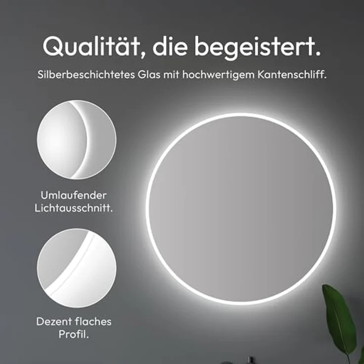 Talos LED Rundspiegel Moonshine 60 cm, Aluminiumrahmen, energiesparende Beleuchtung, neutralweiß, 4 mm Spiegelglas, IP24 spritzwassergeschützt – Bild 2