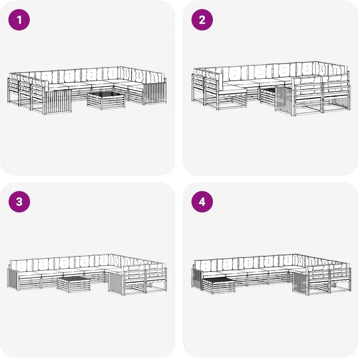 vidaXL Outdoor-Sofagarnitur 10 stk. 9-Sitzer Weiß und Creme 3391190 – Bild 7