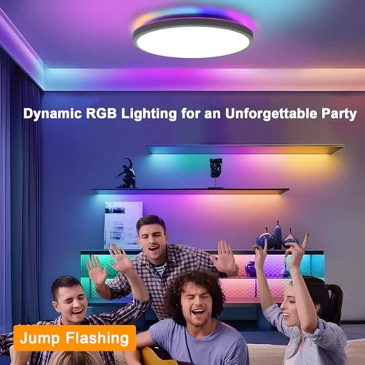 Comely LED Deckenlampe 28cm Rund 24W Dimmbar mit Fernbedienung RGB Hintergrundbeleuchtung IP44 Badezimmerlampe Deckenleuchte für Küche Flur Wohnzimmer Schlafzimmer – Bild 7