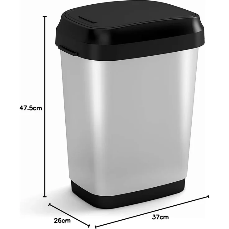 Kis Dual Swing Bin Style M Swing Mülleimer-Beutel VON 25 Lt. Umkehrbare von Öffnung 26 x 37,5 x 48,5h, Steel, 38 x 27 x 74. 5 – Bild 4