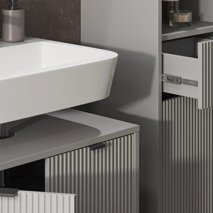 Badmöbel-Set Eliza Grau 3-teilig Vicco – Bild 5