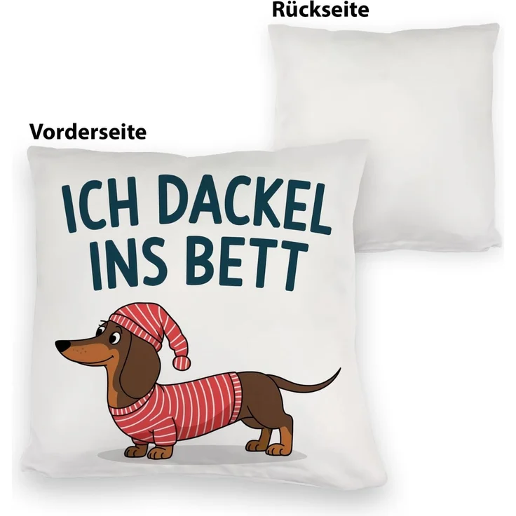 speecheese Dekokissen Dackel im Hemd - Ich dackel ins Bett Kuschelkissen – Bild 3