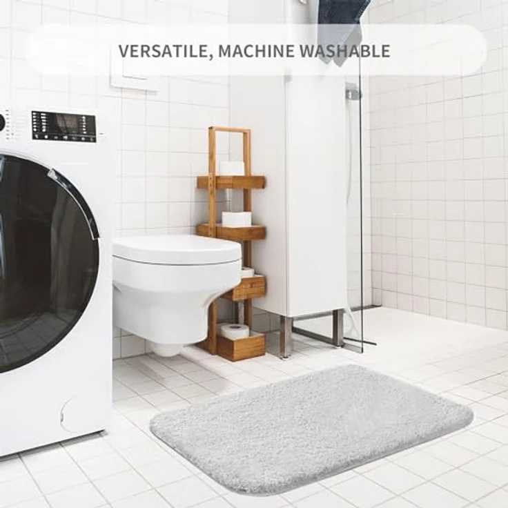 Good Nite Badematte, grau, Badezimmerteppich, Badezimmer-Fußmatten, 50x80 cm, Luxus-Badematte, Badezimmerteppich, maschinenwaschbar, saugfähig, extra weich – Bild 8