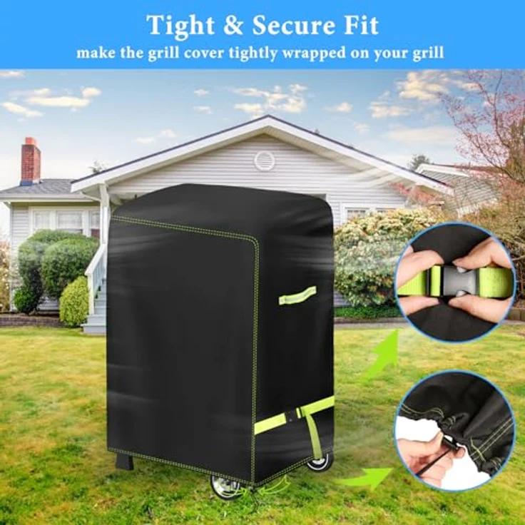 Grill Abdeckhaube, VDISRR Wetterfest Grillabdeckung, 420D Oxford Gasgrill Abdeckplane, Wasserdicht Grillschutzhülle, 90 x 70 x 110 cm, Reißfest, UV, Schutz Grill vor Verblassen, Rost und Schimmel – Bild 6