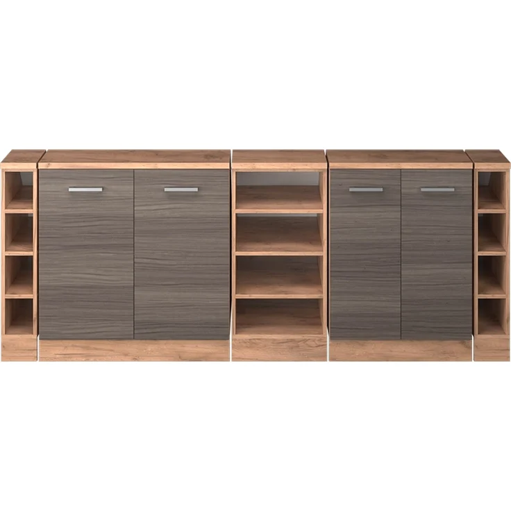Küchenschrank für Dachschrägen R-Line Edelgrau 210 cm 5er Set Schrankkorpuss 60 cm Tiefe Vicco – Bild 3