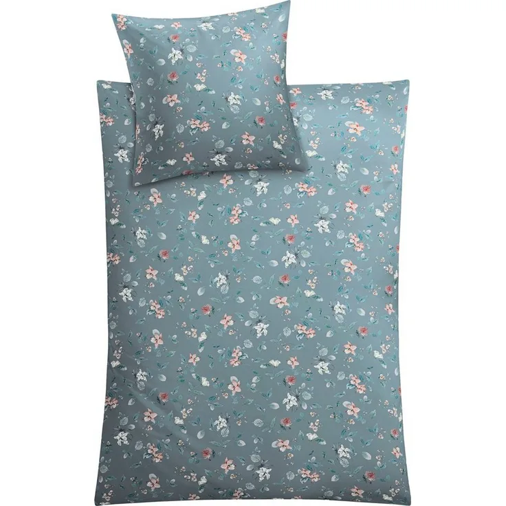 Kleine Wolke Bettwäsche Florina, Mako-Satin, 2 teilig, mit floralem Dessin