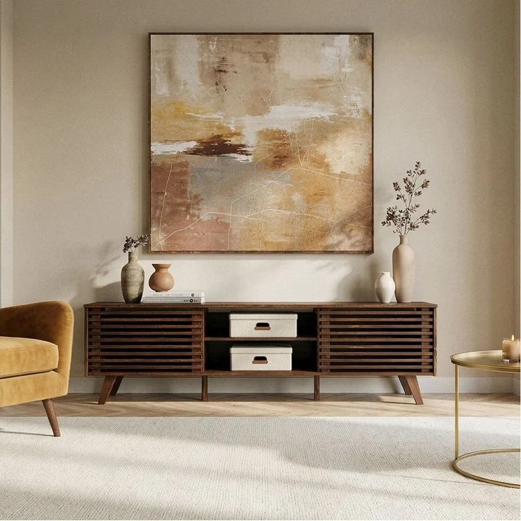 IDIMEX Lowboard RIAN, Modernes TV Möbel mit Schiebetüren Massivholz Nussbaum Finish – Bild 5