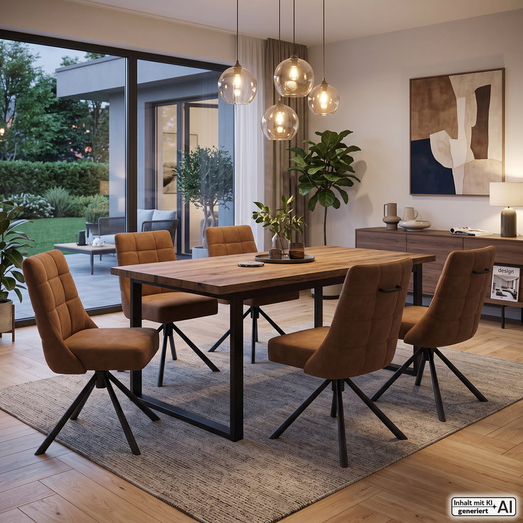 Wohn Schick WINSTON Armlehnenstuhl, cognac,Gestell: Mattschwarz lackiert,Luxus-Komfortsitz, 360° drehbar - H 88 cm x T 66 cm x B 62 cm – Bild 3