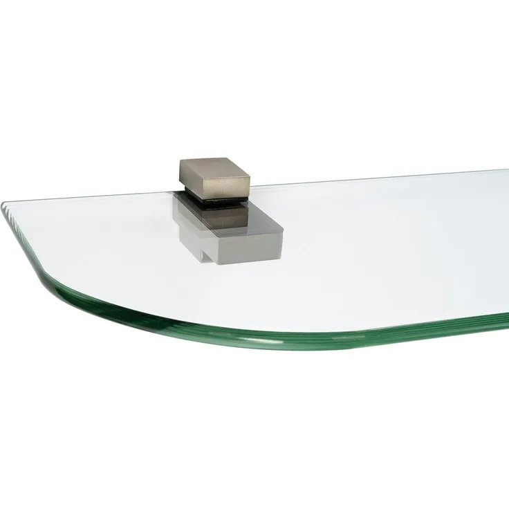 ib style Wandregal Glasregal 6mm klar 90 x 15 cm + Clip KUBI Edelstahloptik, Glasboden aus ESG-Sicherheitsglas - Wandregal