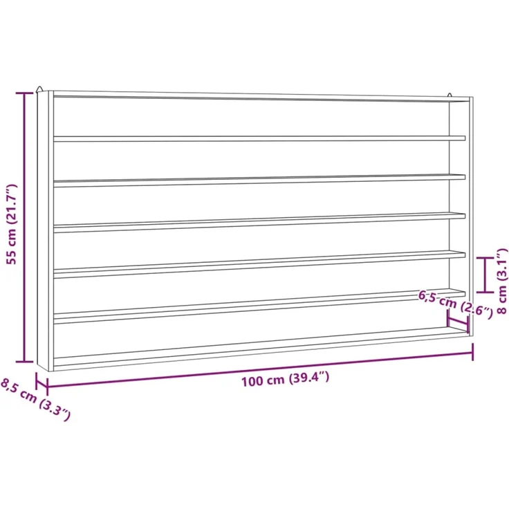 vidaXL Sammlervitrine aus Holz mit 6 Regalen 100x9x55 cm 4017384 – Bild 8