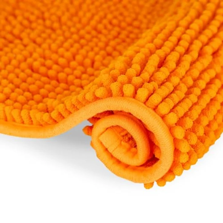 WohnDirect Badematte 45x45 cm MIT WC Ausschnitt | Orange - rutschfest & Waschbar - Badezimmerteppich zum Set kombinierbar, Badvorleger, WC Garnitur, Badteppich – Bild 10