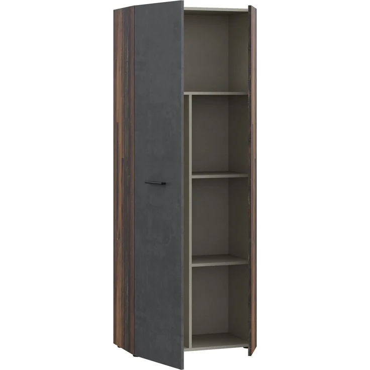 Forte NET306 Mehrzweckschrank 70, rustikaler Schrank, 1-türig, für Flur, Hauswirtschraftsraum, Holzwerkstoff, Old-Wood Vintage Holzdekor/Betonoptik, 68,7 cm breit x 181,1 cm hoch x 36,5 cm tief – Bild 5