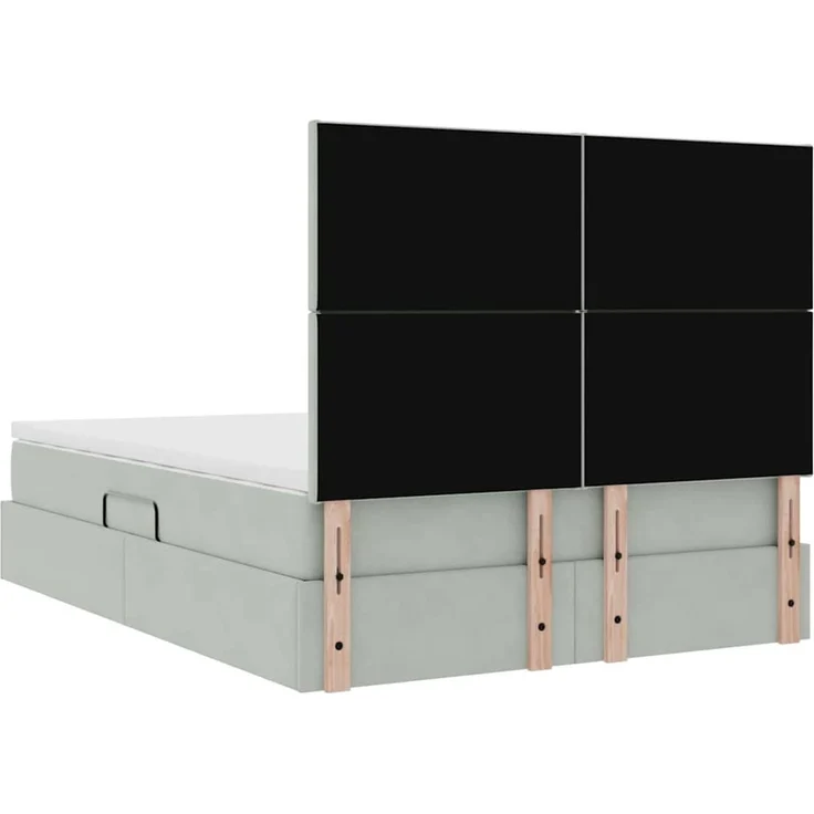 vidaXL Aufbewahrungsbett mit Matratze Hellgrau 140 x 190 cm Samt 3371967 – Bild 11