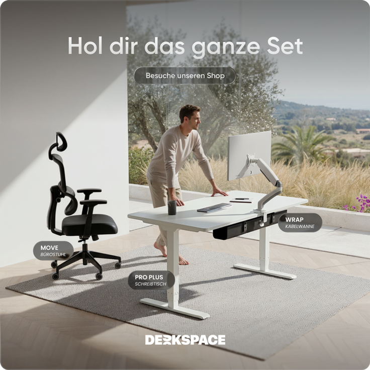 DESKSPACE PRO Plus Elektrisch höhenverstellbarer Schreibtisch, 120x60 cm Stehpult mit Memory-Funktion, Weiße Tischplatte, Weißes Gestell – Bild 9