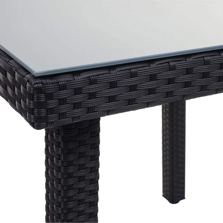 Poly-Rattan Gartentisch Cava, Esstisch Beistelltisch Tisch mit Glasplatte, 80x80cm ~ schwarz – Bild 7