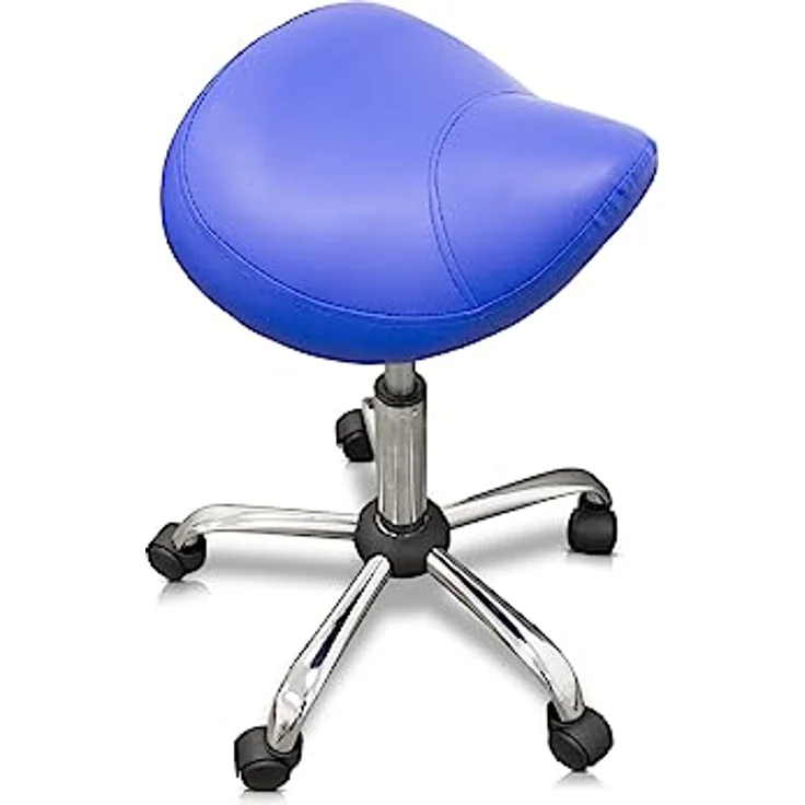 QUIRUMED Pony-Hocker, ergonomisch, mit Stahlgestell, grüne Farbe, Kunstlederpolsterung, höhenverstellbar, gepolsterter Sitz, drehbare Räder, bis 150 kg – Bild 5
